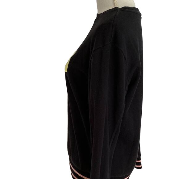 FILA Retro Black French Terry Crewneck Pullover Sweatshirt Woman's Size Medium - Picture 6 of 9